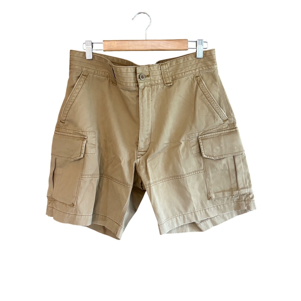 Polo Ralph Lauren Mens Cargo Shorts Khaki Tan Cotton Twill Size 33 Flat Front
